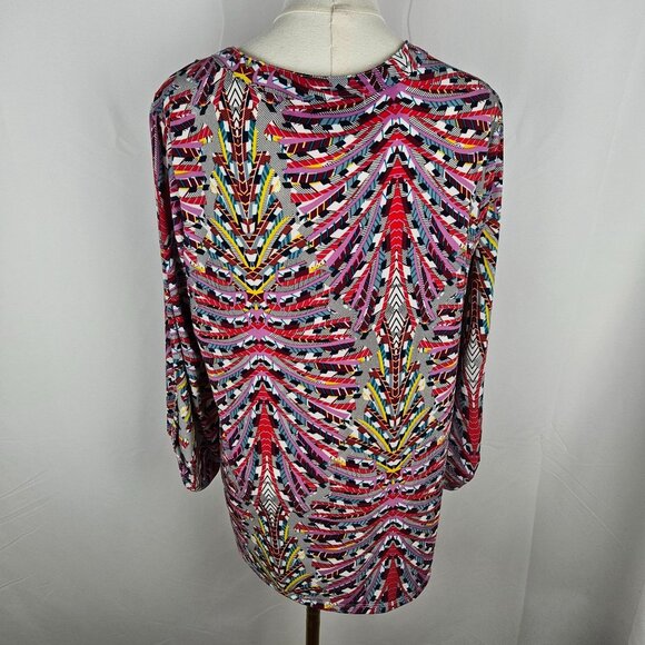 By Design Tunic Top XL Multicolor Abstract Print Bohemian Colorful - Picture 4 of 8